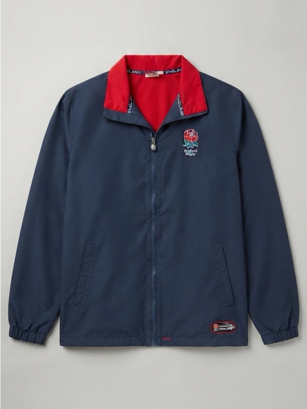 Official England Rugby Windbreaker Jacket Mens Medium Navy Blue Red Rain Coat